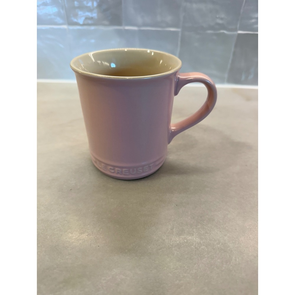 Le Creuset Pink Stoneware Coffee Mug Tea Cup Pastel Shell Pink 12oz Ceramic